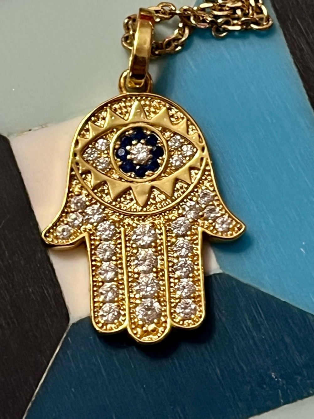 Gold Hamsa Hand Pendant Necklace - Women Jewelry